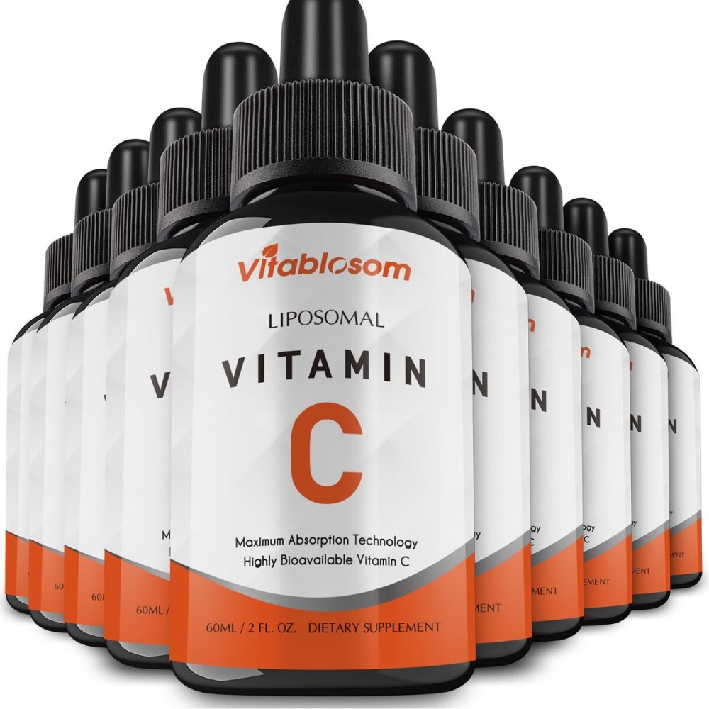 Vitablosom Liposomal Vitamin C 2000mg Liquid for Adults, High Absorption VIT C, Maximize Vitamin C, Good for Immune System & Antioxidant, 60ML (10 Bottles)