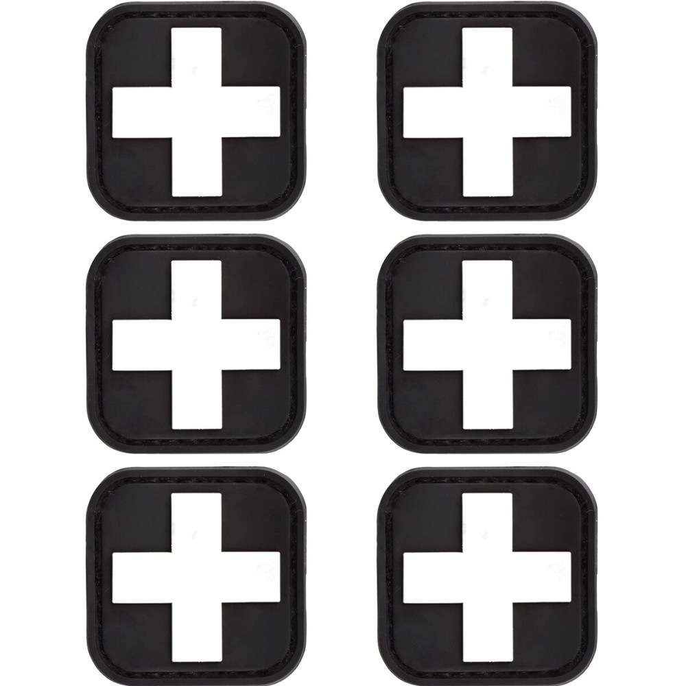 LIVANS Medic Red Cross Patch, First Aid Morable Patch Perfect for Tactical IFAK, EMT Trauma Pouch 1.5-Inch 3D High Relief Patch Nurse Doctor Emergency Logo PVC Rubber Bundle 6 Pieces