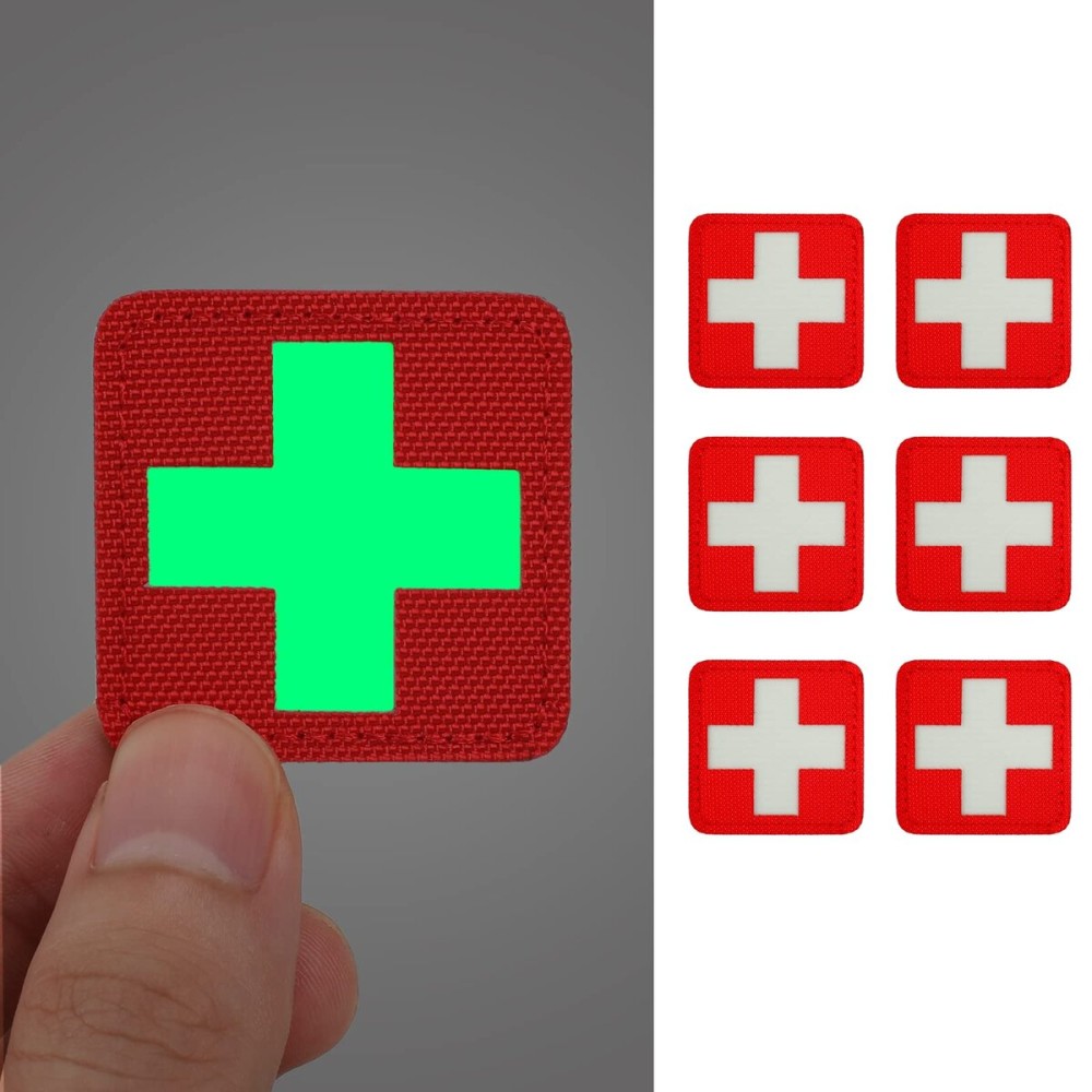 LIVANS Medic Red Cross Patch, First Aid Morable Patch Perfect for Tactical IFAK, EMT Trauma Pouch 1.5-Inch 3D High Relief Patch Nurse Doctor Emergency Logo Bundle 6 Pieces