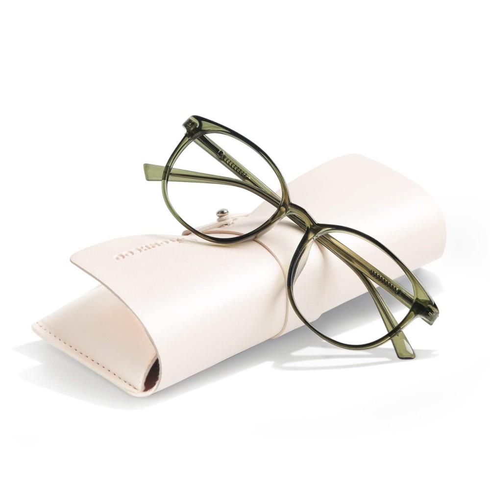 FONHCOO Blue Light Blocking Glasses Women Men Computer Eyeglasses,TR90 Fashion Round Transparent Anti Blue Light Glasses with Anti Eyestrain & UV Glare for Gaming & Reading (Green)
