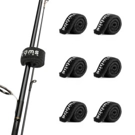 Booms Fishing RS3 5.9 Fishing Rod Wrap Pole Straps for The Tip of The Rods, Black 6pcs