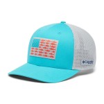 Columbia Unisex PFG Fish Flag Mesh Ball Cap - Low, Ocean Teal/Inshore Slam Flag, Small/Medium