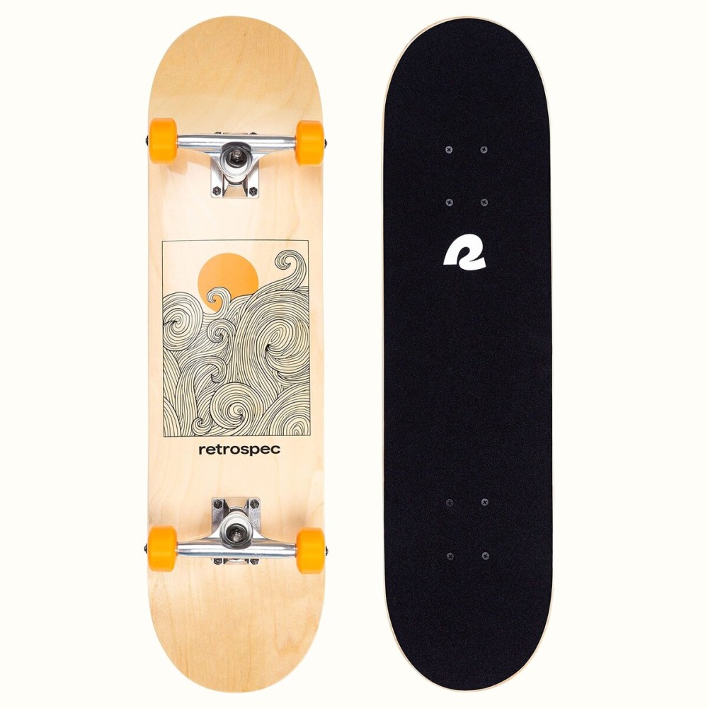Retrospec Alameda Skateboard Complete | Canadian Maple Wood Deck w/ 5.5 Inch Aluminum Alloy Trucks for Commuting, Cruising, Carving & Downhill Riding