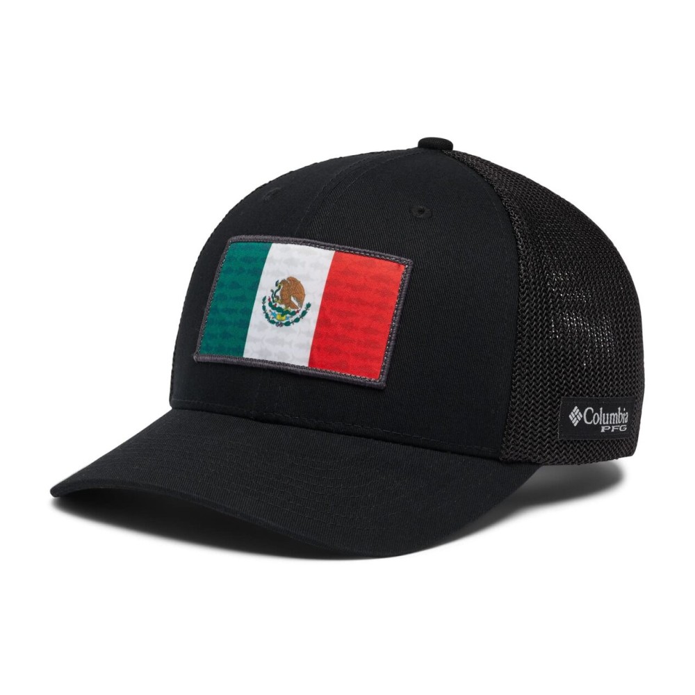 Columbia Unisex PFG Fish Flag Mesh Ball Cap, Black/Black/Mexico Fish Flag, S/M