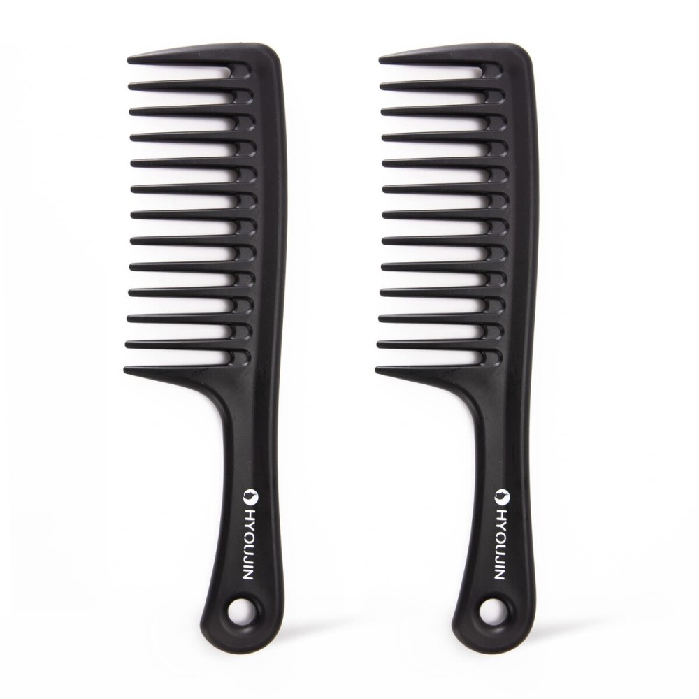 HYOUJIN Two Set Large Wide Tooth Comb Detangling Wet or Dry Combs for Shower, Hair Styling Brush for Natural, Curly, Long Hair for Women and Men