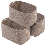 CHAT BLANC Cotton Rope Baskets for Organizing | Storage Baskets for Shelves | Rope Basket for Storage, Small Laundry Baskets, Woven Baskets for Storage, Dog Toy Bin, Baby Basket, Brown 3 Pack