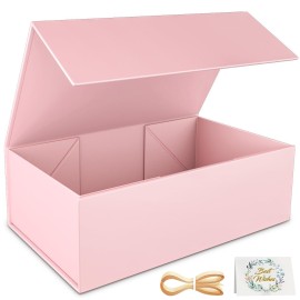 RYDDOY Pink Gift Box, 9.5x6x3\'\' Gift box for Presents with Lids Magnetic Closure Rectangle Collapsible for Bridesmaid Proposal Box, Wedding, Christmas, Halloween, Birthday Gift Packging