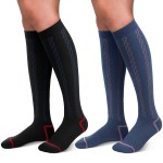 30-40mmHg Medical Graduated Compression Socks for Women&Men Circulation-Compression Stockings-Knee High Socks for Support,Hiking,Running(2 Pack Strip Black Navy,S-M)