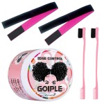Goiple Edge Control Wax for Women Strong Hold Non-greasy Edge Smoother Strawberry Scent (4oz Edge Control Wax + Edge Brushes*2 + Pink Elastic Bands*2)