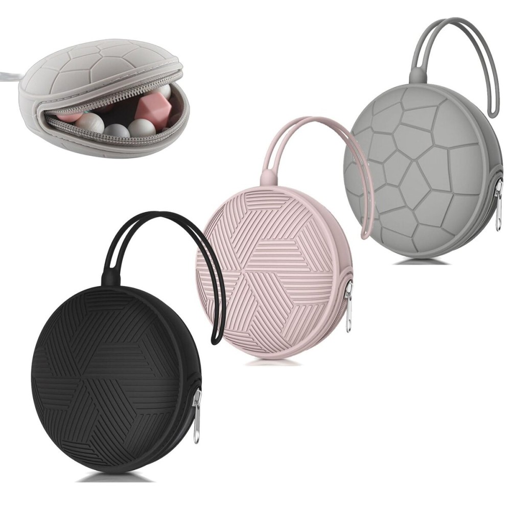 Smlpuame 3 Pack Pacifier Holder Case,Silicone Portable Pacifier Cover Pouch Bag for Diaper Bags Baby Carriage,Pacifier Storage Container Box,Easy to Clean(Black+Pink+Grey)
