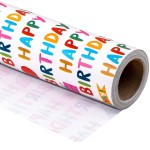 WRAPAHOLIC 30 Inch Birthday Wrapping Paper Roll - Happy Birthday Wrapping Paper for Holiday, Party, Baby Shower - 30 Inch x 33 Feet