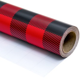 WRAPAHOLIC 30 Inch Christmas Wrapping Paper Roll - Black and Red Plaid Design for Christmas, Holiday, Party, Celebration - 30 Inch x 33 Feet