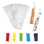 Newkita Clear Goodie Bags, Cake Pop & Candy Bags with 4 Twist Ties, 100 Pack
