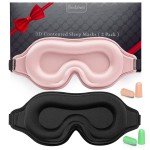 BeeVines 2 Pack 3D Contoured Sleep Mask Sleeping Eye Masks for Lash Extensions, Night Molded Mask with Adjustable Strap, 100% Block Light Eye Shade Cover for Traveling Yoga Nap