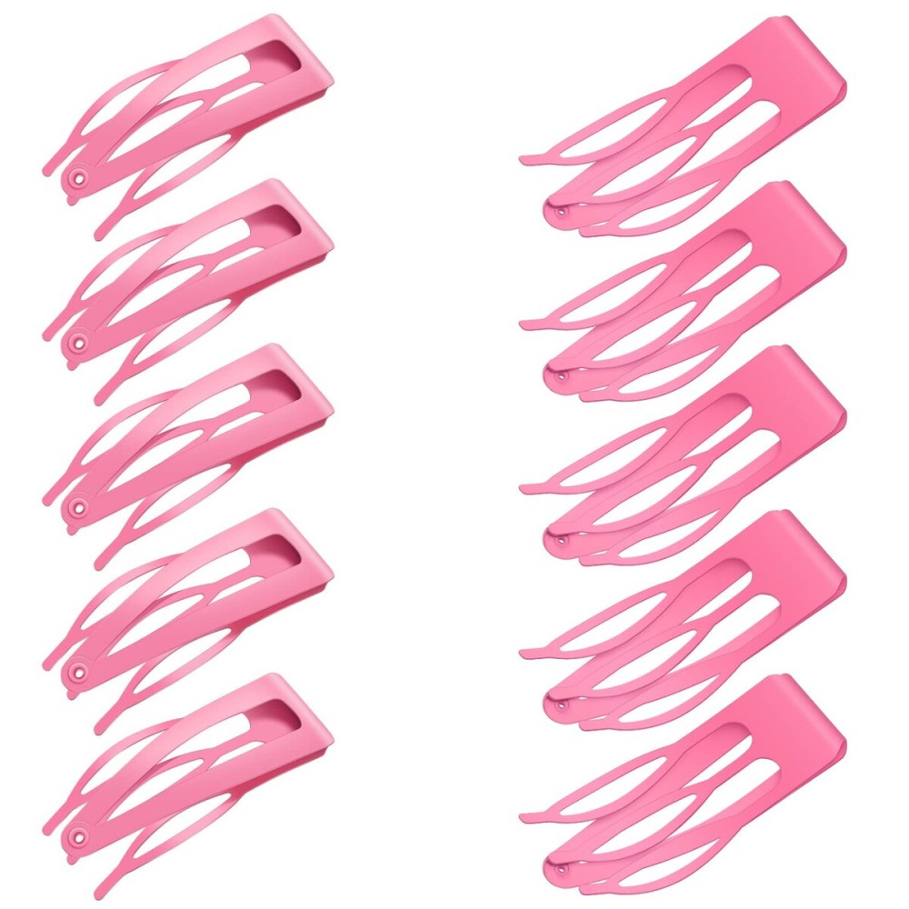 Chinco 24 Pcs Double Grip Hair Clips Metal Snap Clips Women Barrettes for Hair Making, Salon Supplies(Pink,2 Inch)