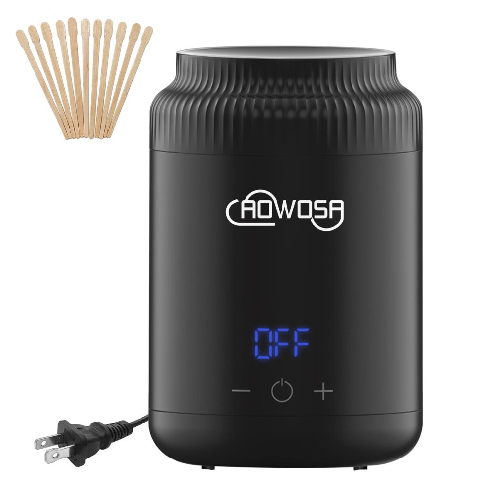 Mini Wax Pot Warmer for Hair Removal, Professional Portable Digital Wax Heater Machine for Facial Body SPA Salon, with 200ml Non-stick Pot, / Switchable Display, 100 Brow Sticks