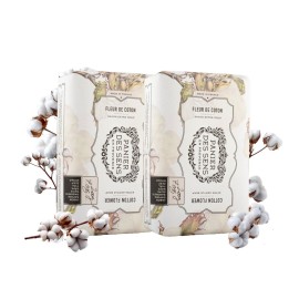 Panier des Sens Cotton Flower Shea butter natural bar soap, bath & body soap bars - Made in France 95% natural - 2 bars, 7oz/200g each