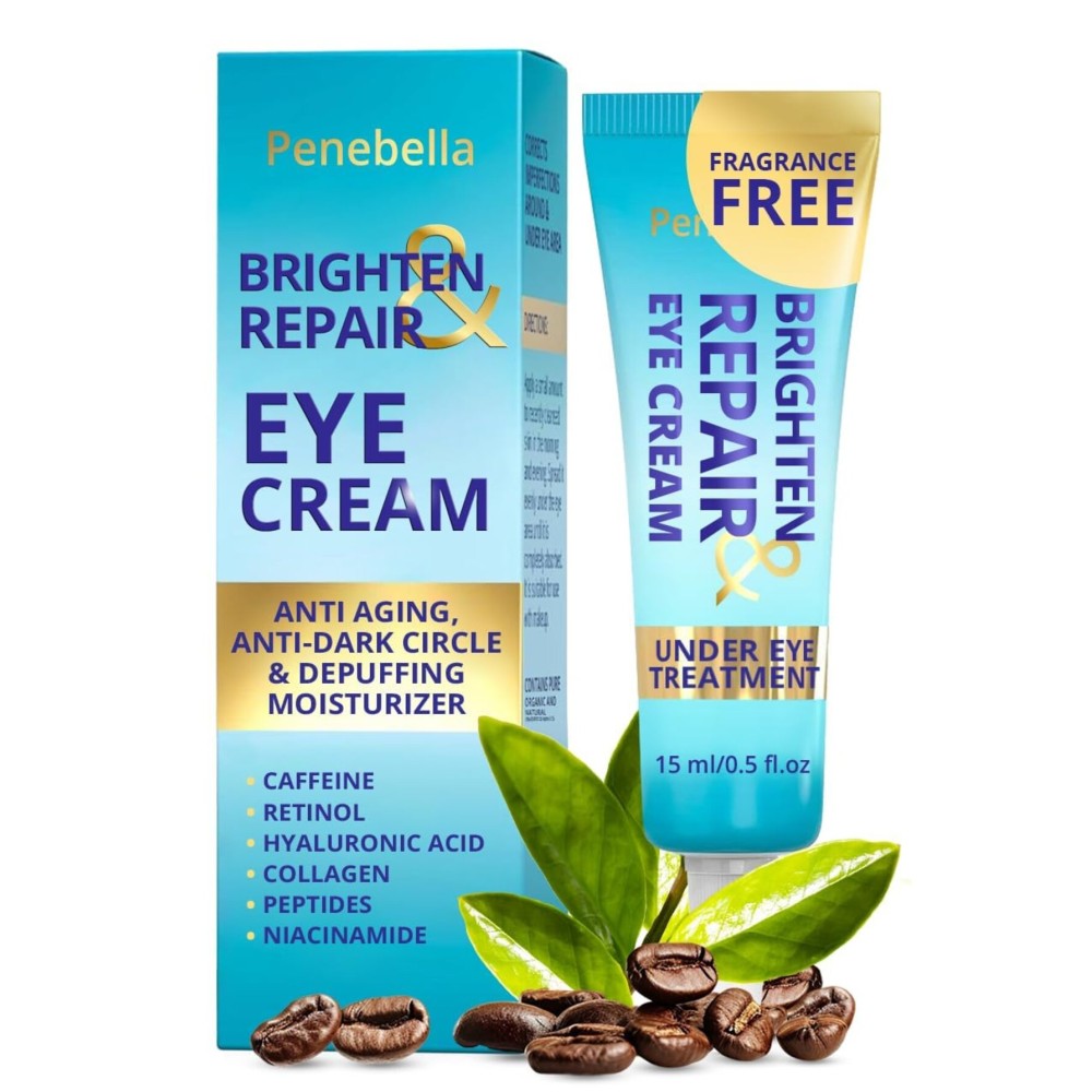 Under Eye Brightener for Dark Circles - 4 in 1 with Niacinamide, 5% Caffeine, Retinol & Peptides - Eye Cream Anti Aging for Reduce Wrinkles, Puffiness and Bags Under Eyes