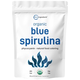 Organic Blue Spirulina Powder (Phycocyanin Extract), 60 Servings - No Fishy Smell, 100% Vegan Protein from Blue-Green Algae, Natural Luminous Food Coloring for Smoothies, Baking, Drinks & Cooking