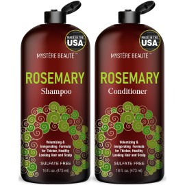 Rosemary Shampoo and Conditioner for Hair Growth, Sulfate Free Organic Rosemary Oil Shampoo De Romero Para Crecimiento, Promotes Hair Growth & Scalp Health, for Men Women - 16 fl oz each