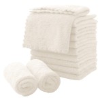 MOONQUEEN Microfiber Facial Cloths Fast Drying Washcloth 12 Pack - Premium Soft Makeup Remover Cloths - Cream