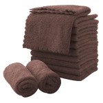 MOONQUEEN Microfiber Facial Cloths Fast Drying Washcloth 12 Pack - Premium Soft Makeup Remover Cloths - Wood Brown