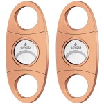 roygra Cigar Cutter Set (2 Pack), Guillotine Double Blade, Cigar Accessories for Men, Stainless Steel Smoking Accessories Tool, Portable Sharp Clean Cut - Bronze