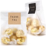 LOKQING Cellophane Treat Bags Cookie bags for Packaging Clear Gift Bag with Stickers for Cookies, Candy, Chocolates(Black Dot, 9x3.2inch)