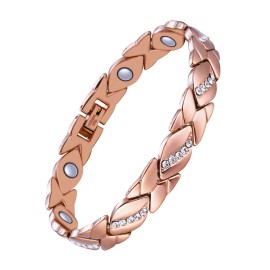 Jecanori Pure Copper Bracelets for Women,Ultra Magnetic Bracelets for Women with 3500 Gauss Magnets,Crystal Valentine\'s Day Jewelry Gift, Sizing Tool