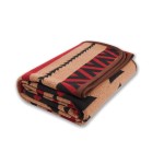 PuTian Merino Wool Blanket - Warm, Thick, Washable, 87 x 63 Large Throw for Outdoors, Camping,Couch, Bed, Travel - Super Soft Wool Blanket (Striped Fire Light Tan)