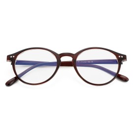Gleyemor Blue Light Glasses for Men Women, Vintage Round Bluelight Blocking Computer Screen Protection Glasses (Brown)