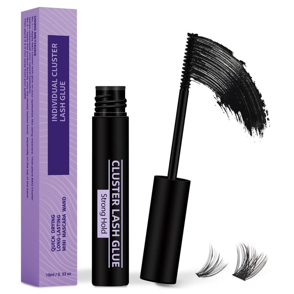 Lash Cluster Glue 10 ML Lash Bond Black Long Retention Eyelash Glue for Personal DIY Eyelash Extension Waterproof Bond Mild High Adhesive for Beginners (Black,10ml)
