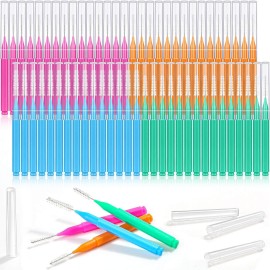 Modacraft 120Pcs Interdental Brush 4 Sizes Braces Brush Toothpicks with Soft Bristles 360 Bendable Floss Heads Dental Brushes Between Teeth Gum Braces Cleaning Kit Oral Tooth Cleaning Tool