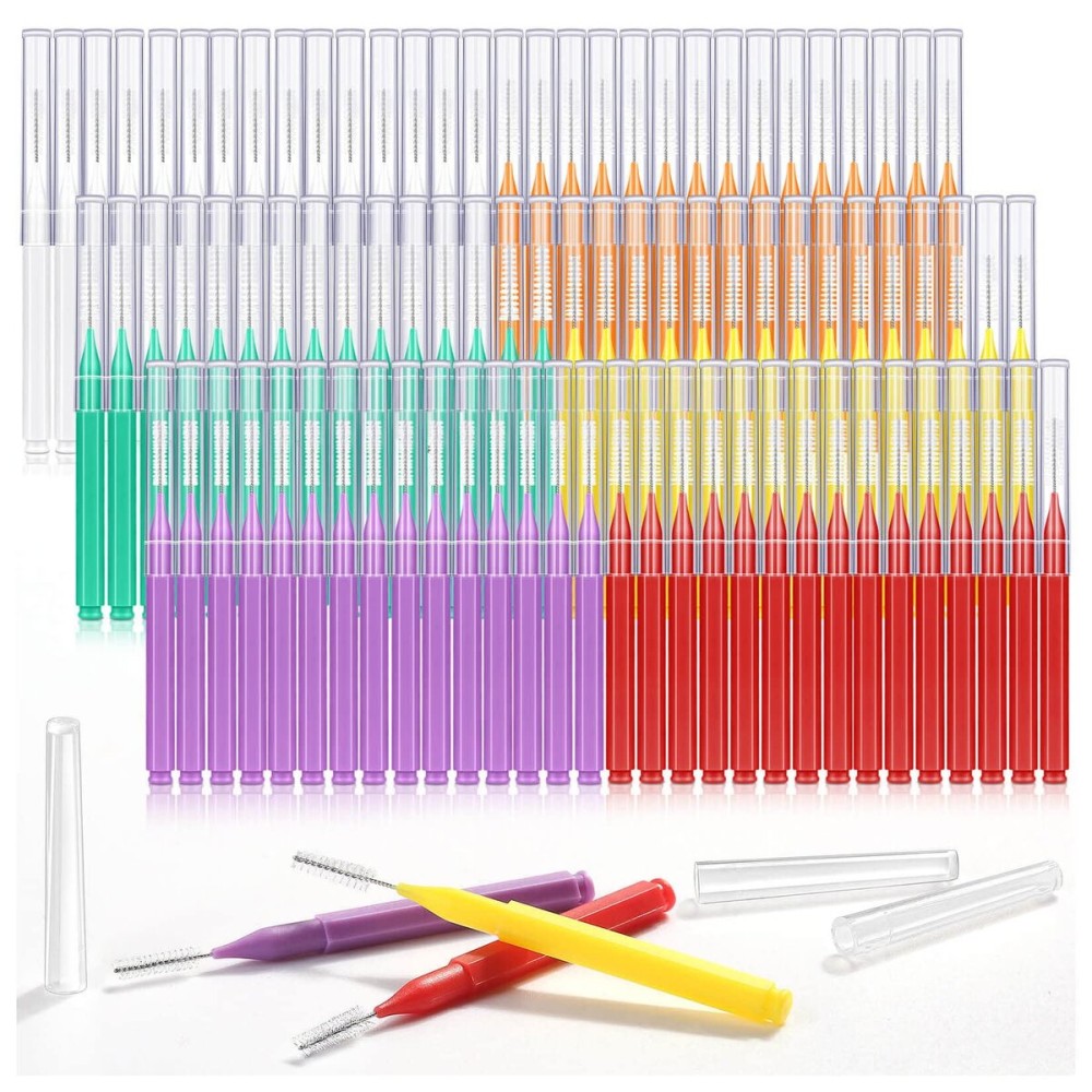 Modacraft 120-Piece Interdental Brush Set - 6 Sizes, Braces-Friendly, 360 Bendable Floss Heads, Soft Bristles, Portable Oral Care Kit for Daily Use, Travel, and Gift