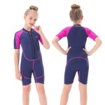 Seaskin Kids Wetsuit for Girls Toddlers, 2mm Front Zipper Shorty Wetsuits, Neoprene Thermal Swimsuits for Diving Surfing Swim Lessons Size 16