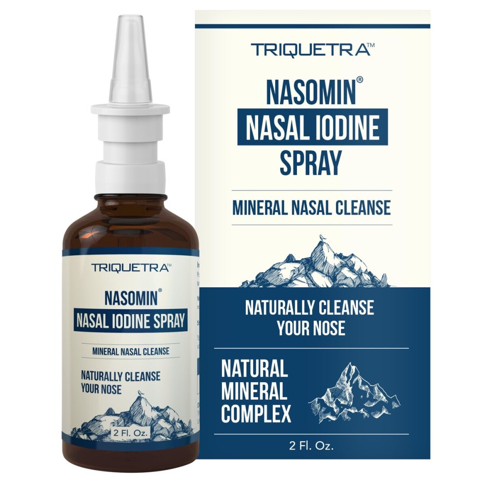 Nasomin Iodine Nasal Spray - Cleanses & Refreshes Your Nasal Passages - Iodine & Fulvic Acid Blend - 150+ Uses Per Bottle - 100% Natural Mineral Formula - (2 oz. Bottle + Nasal Sprayer)