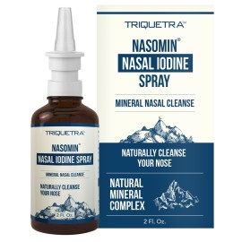 Nasomin Iodine Nasal Spray - Cleanses & Refreshes Your Nasal Passages - Iodine & Fulvic Acid Blend - 150+ Uses Per Bottle - 100% Natural Mineral Formula - (2 oz. Bottle + Nasal Sprayer)