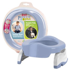 Kalencom Potette Plus 2-in-1 Travel Potty and Trainer Seat - Dual-Purpose Potty Training Toilet Seat - Portable Potty for Toddler Travel - With Durable, Lock-In Legs and Splash Guard - Misty