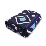 PuTian Merino Wool Blanket - 51 x 63 Thick Warm Soft Twin Wool Throw - Great for Bed, Camping, Outdoor, Car, Pets, Travel, Blue Check