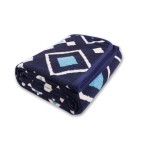 PuTian Merino Wool Blanket - 87 x 63 Thick Warm Soft Large Bed Throw - Great for Camping, Outdoors, Travel, Car, Couch, All Seasons, Blue Check