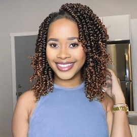 Fulcrum Passion Twist Hair 10 Inch, 8 Packs Passion Twist Crochet Hair for Black Women, Prelooped Crochet Twist Hair with Curly Ends (10Inch, T30)