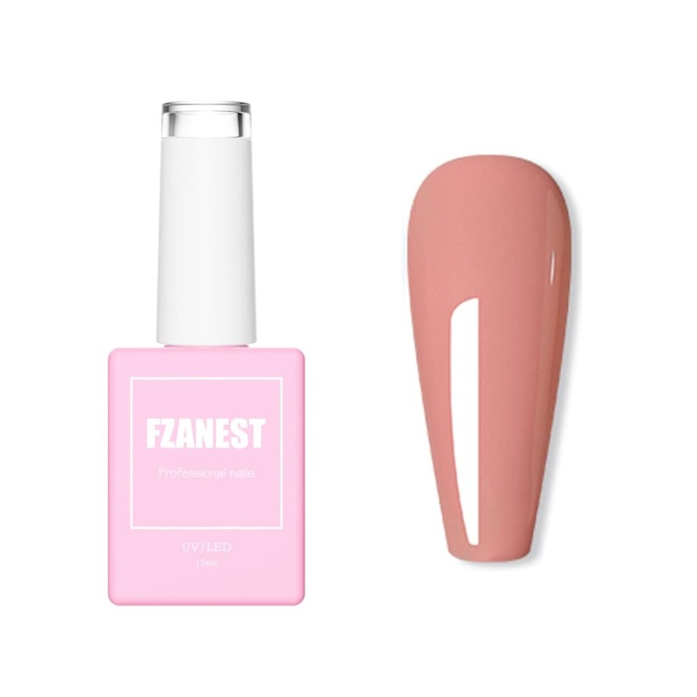 FZANEST Pastel Gel Nail Polish,15ml Rose Pink Soak Off UV Light Cure Gel Polish for Spring Summer Soft Candy Nail Art DIY D19