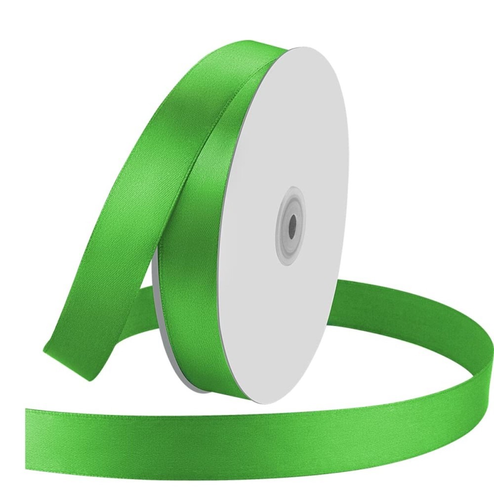 1 Wide x 100 Yards Single Face Polyester Satin Ribbon, Satin Ribbon for Crafts, Gift, Hair Bows, Wedding Party Decoration, Bow Making & Other Projects (Apple Green)