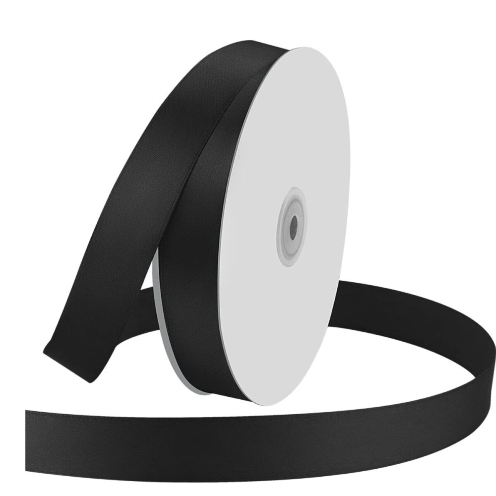 1 Wide x 100 Yards Single Face Polyester Satin Ribbon, Satin Ribbon for Crafts, Gift, Hair Bows, Wedding Party Decoration, Bow Making & Other Projects (Black)