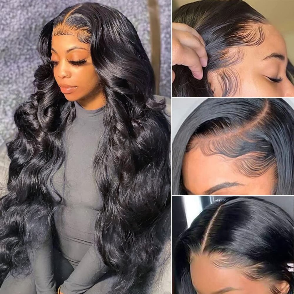 Pizazz Body Wave Lace Front Wigs Human Hair Pre Plucked Pre Bleached 180 Density Glueless Human Hair Wigs for Women 13x4 HD Transparent Lace Front Wigs with Natural Hairline(26 Inch)