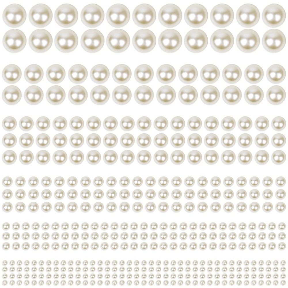 1980Pcs Self Adhesive Pearl Stickers, Shynek Pearls Sticker Gems for Hair, Face, Makeup, Eye, Nail, Crafts, Assorted Sizes