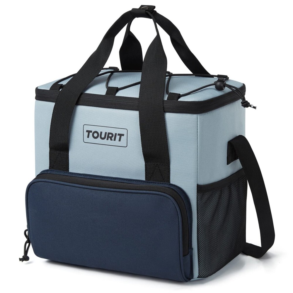 TOURIT Insulated Soft Cooler Bag 24-Can 14.6L Portable Lunch Cooler Bag for Outdoor, Work, Travel, Grey Blue