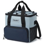 TOURIT Insulated Soft Cooler Bag 24-Can 14.6L Portable Lunch Cooler Bag for Outdoor, Work, Travel, Grey Blue