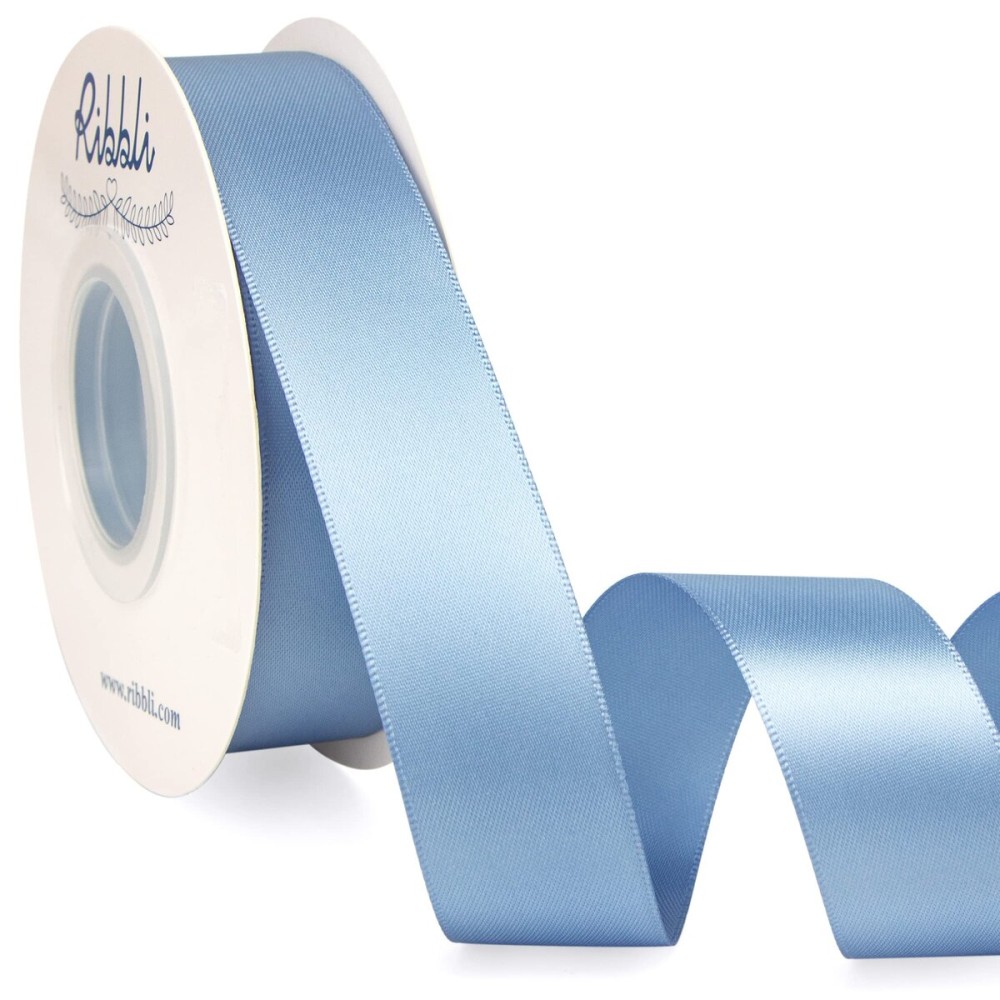 Ribbli Dusty Blue Satin Ribbon,Double Faced Satin 1 inch x Continuous 25 Yards,Use for Bows Bouquet,Gift Wrapping,Wedding Decoration,Floral Arrangement