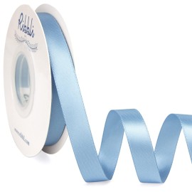 Ribbli Dusty Blue Satin Ribbon,Double Faced Satin 1/2 inch x Continuous 25 Yards,Use for Bows Bouquet,Gift Wrapping,Wedding Decoration,Floral Arrangement